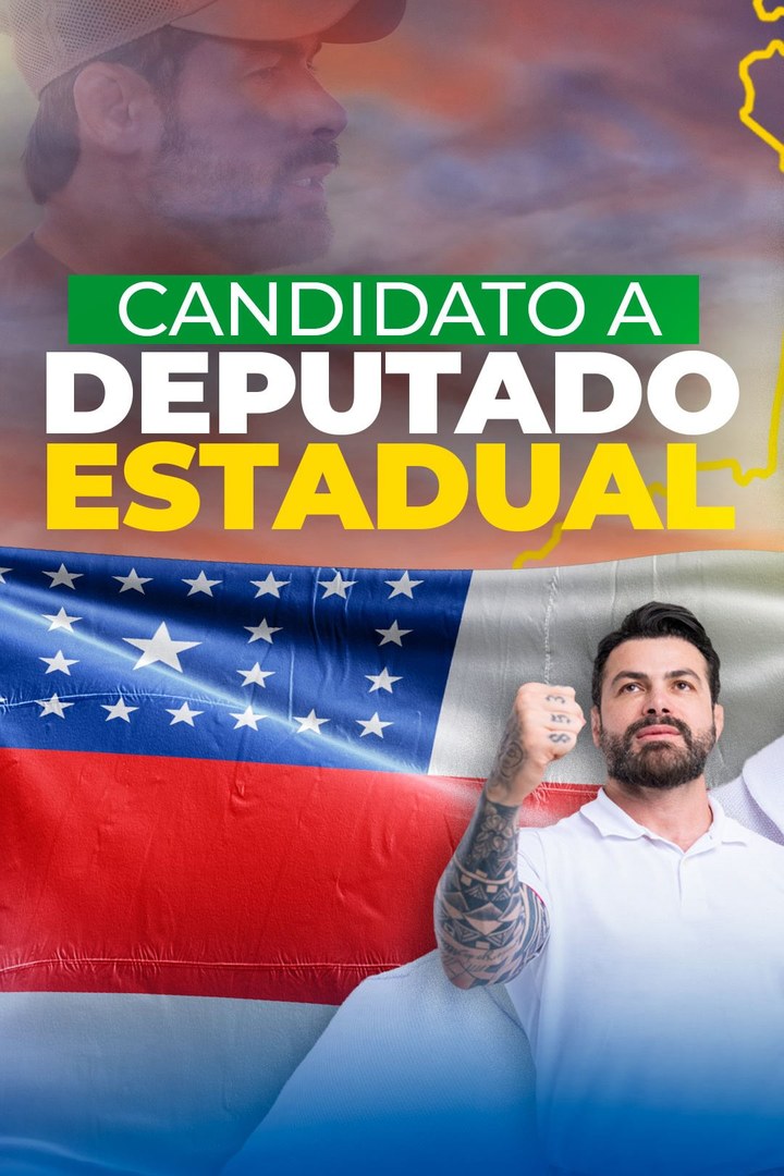 Publicação: Candidato a deputado estadual, com a bandeira do Amazonas